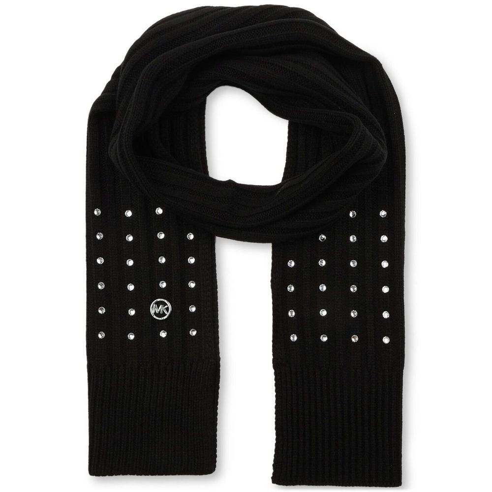 Michael Michael Kors Women's Ribbed Embellished Scarf - Black - Picture 3 of 4